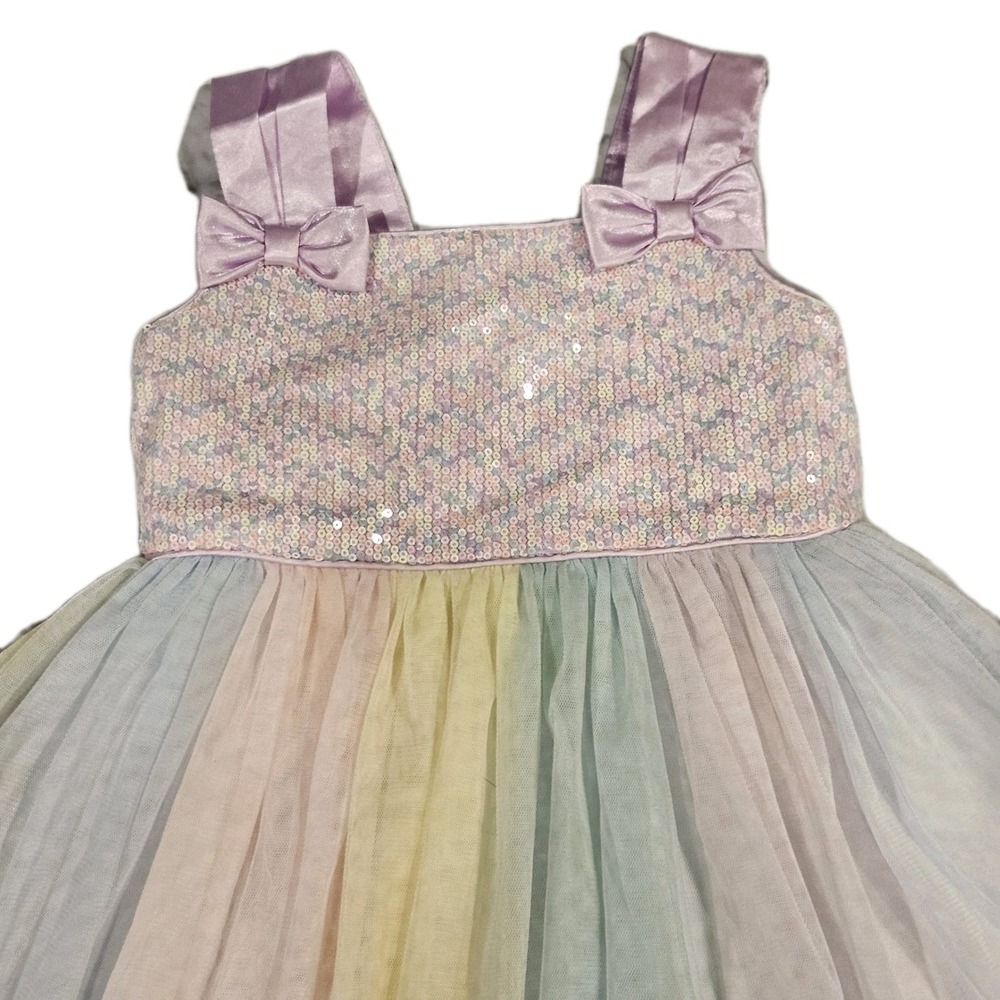 Jona Michelle Lavender Pastel Rainbow Easter Spring Twirl Tulle Dress Size 3t